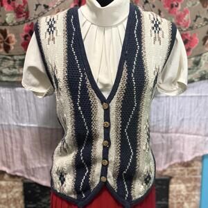Vintage 90s Cleo Grandpa/Cottagecore Knit Vest size L